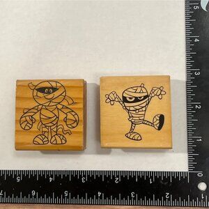 Halloween Mummy Wood Mounted Rubber Stamp Set Recollections 115465 & 409173
